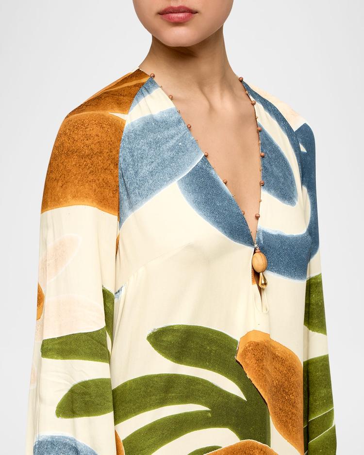 ellie embellished abstract-print maxi dress