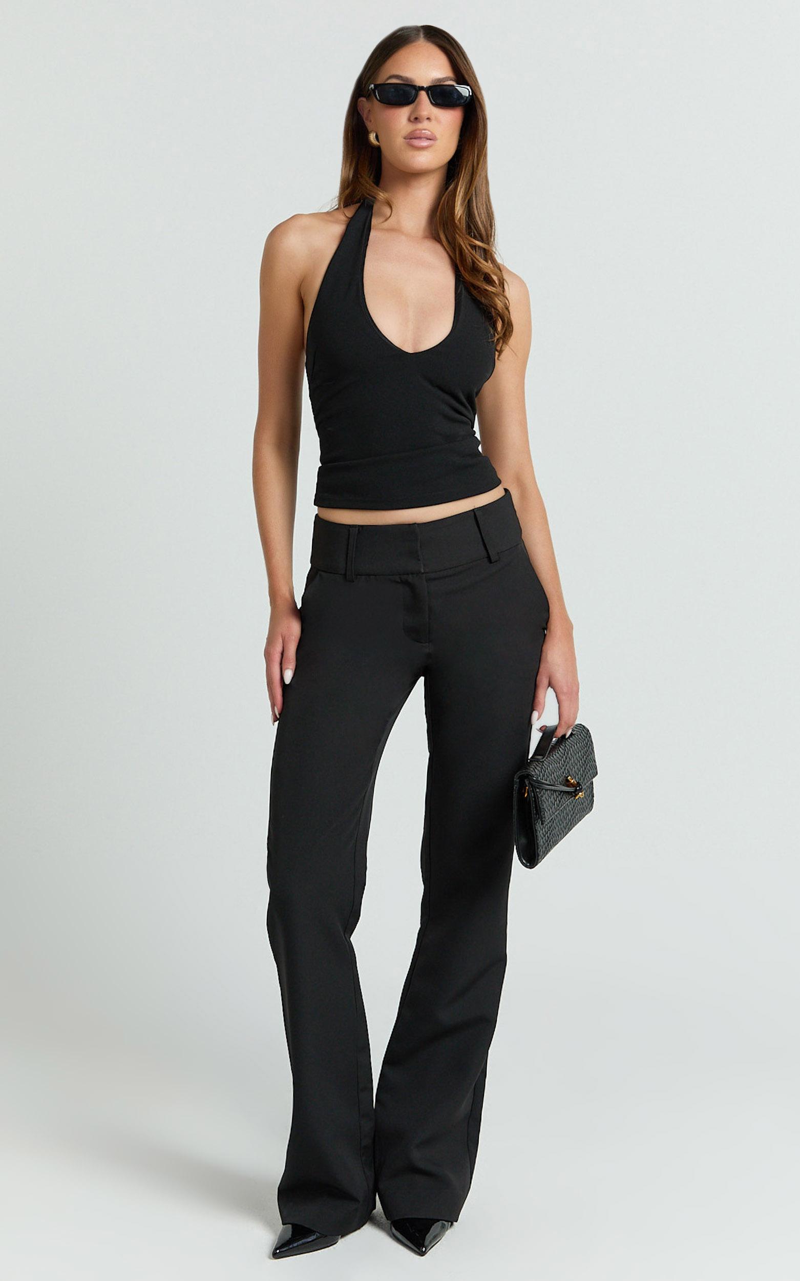 elliot pants - mid rise pinstripe bootleg pants in black