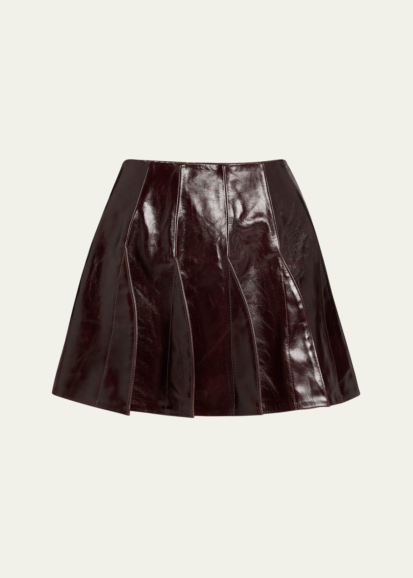 ellis fit-and-flare mini leather skirt