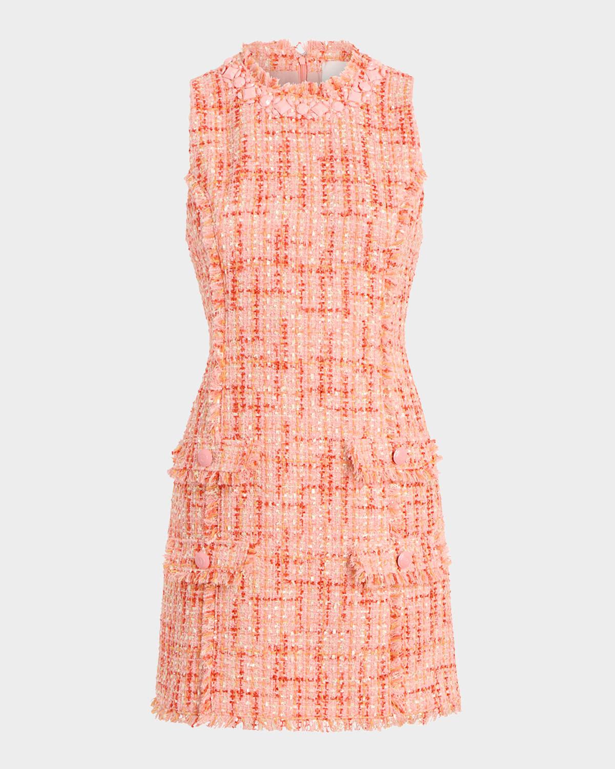 ellisella sleeveless bouclé mini dress