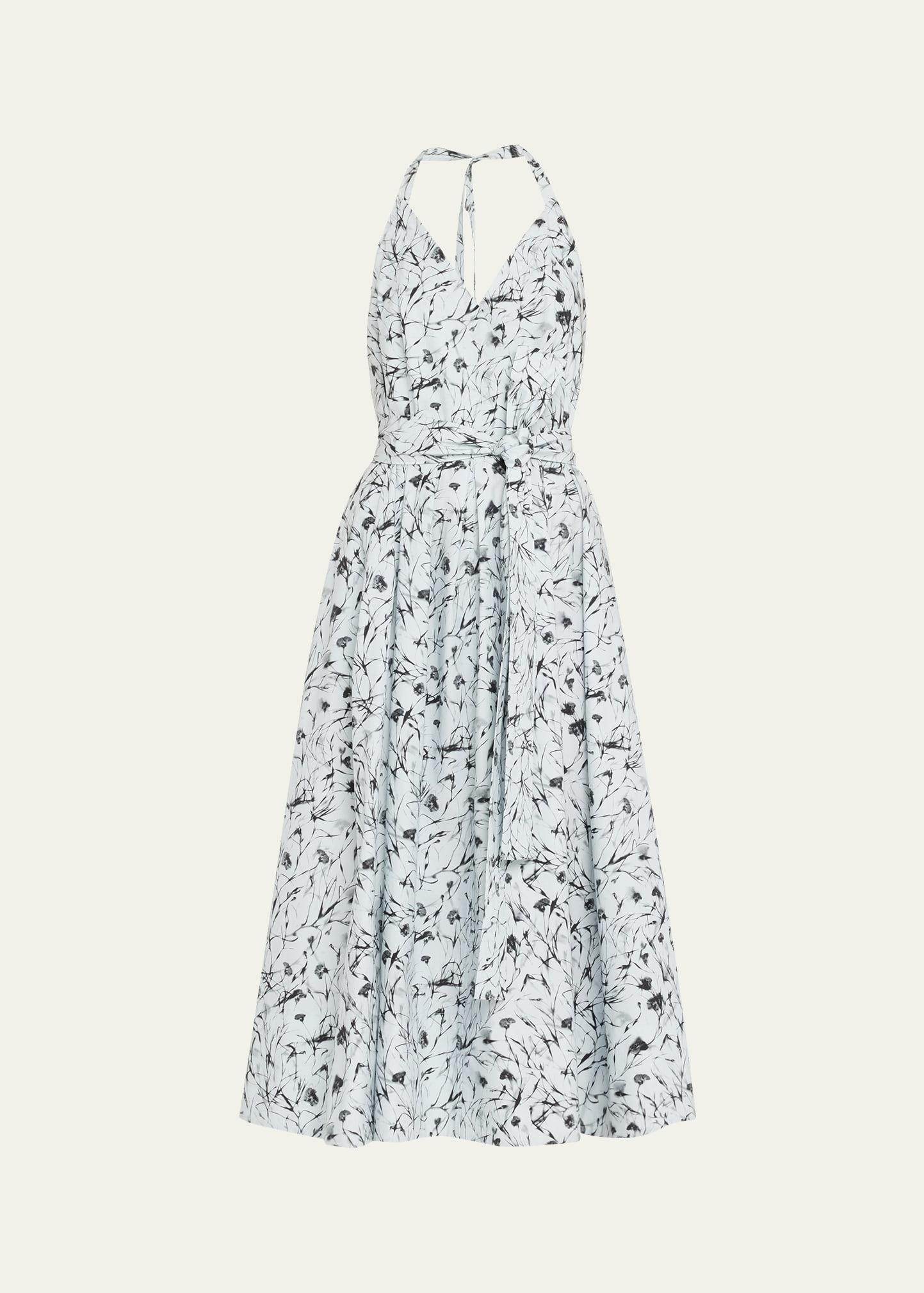 ellison printed poplin halter dress