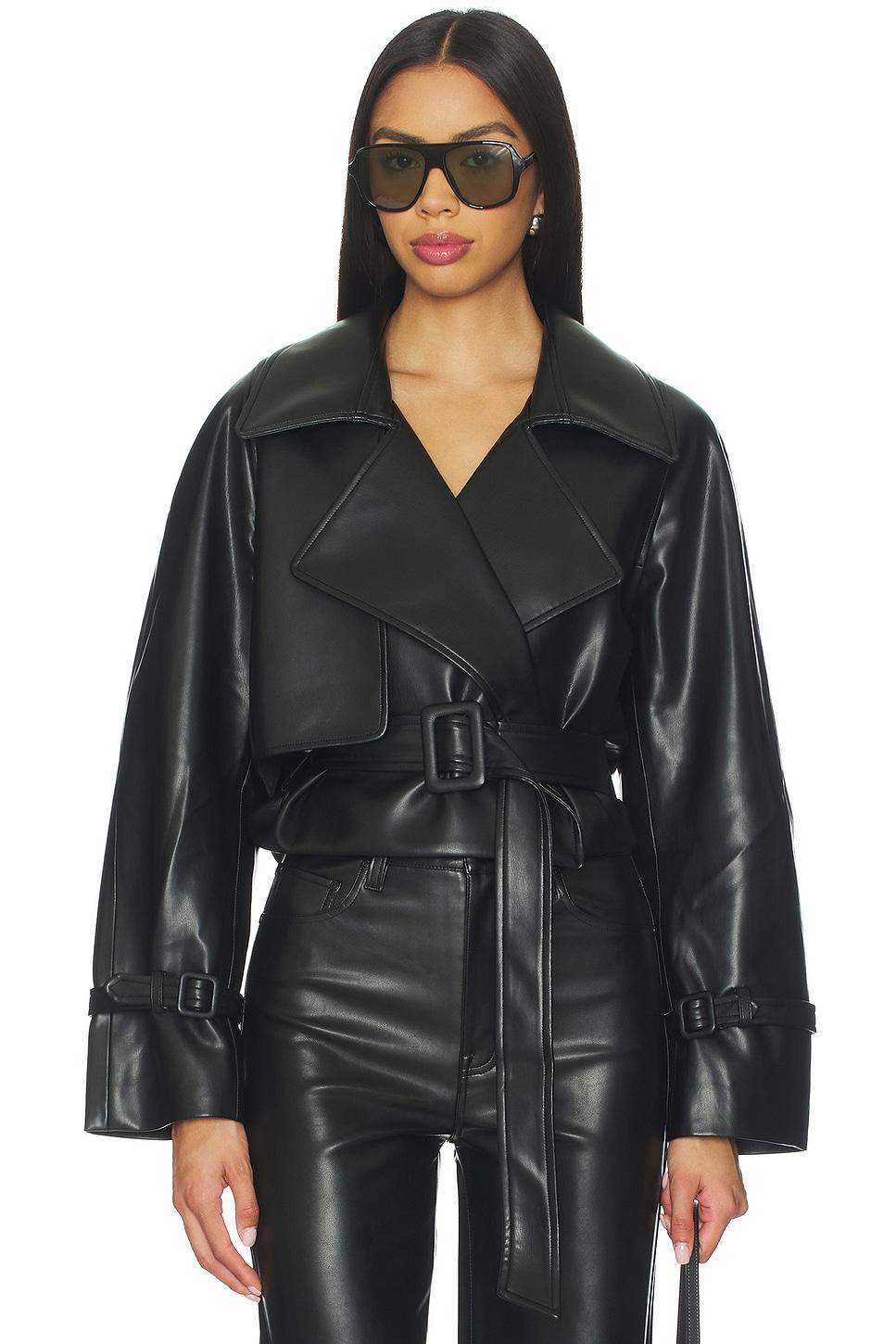 elodie charles vegan leather crop jacket