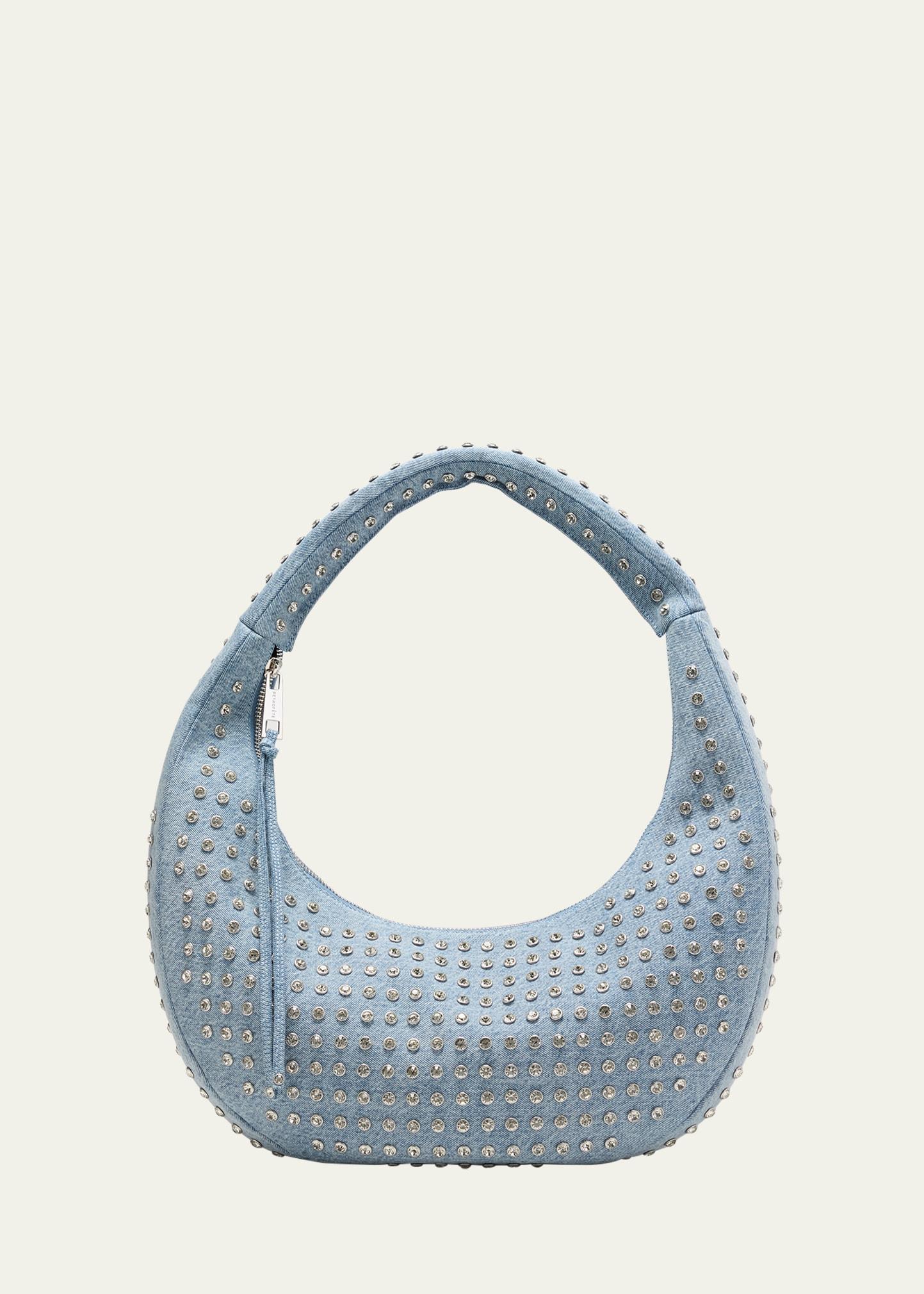 elodie large embellished denim shoulder bag