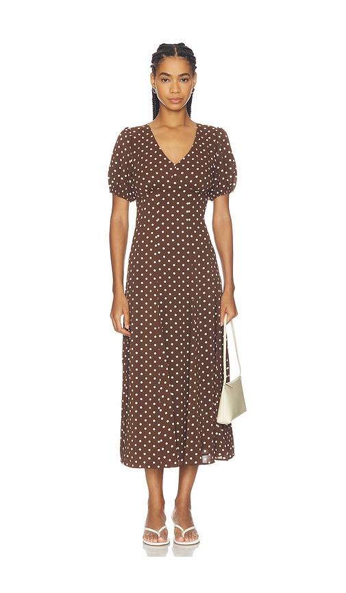 elodie the label anika dress in brown.