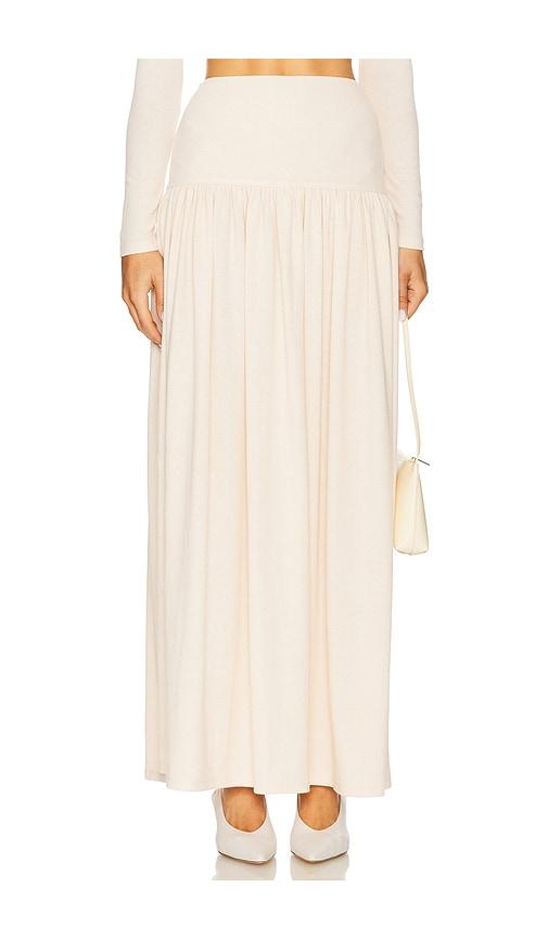 elodie the label cleo maxi knit skirt in ivory.