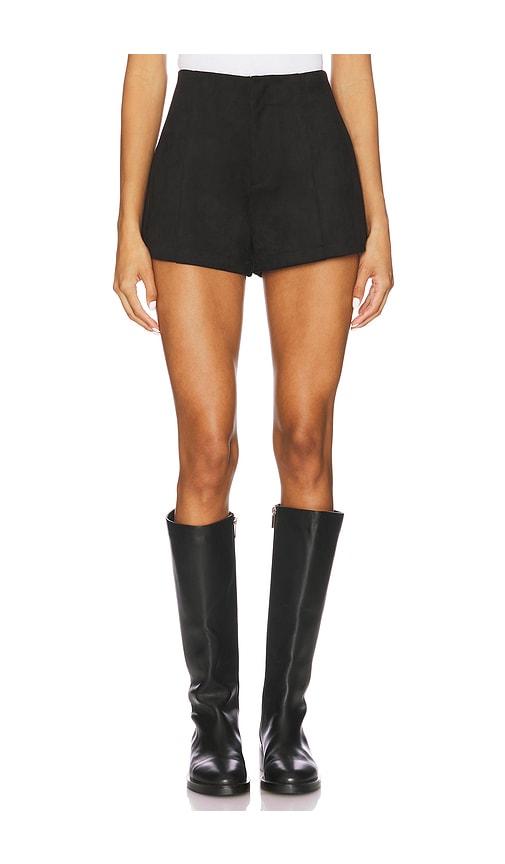 elodie the label elodie hayes faux suede shorts in black.