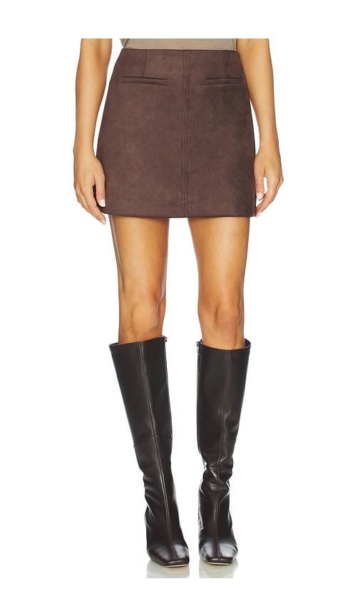 elodie the label elodie mina faux suede mini skirt in brown.