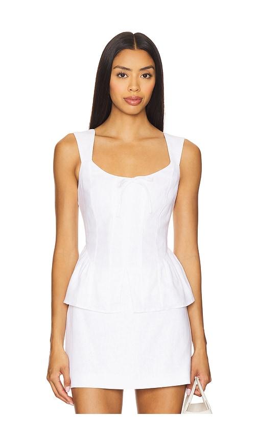 elodie the label gaia linen top in white.