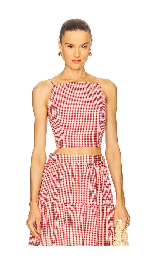 elodie the label jamie top in red.
