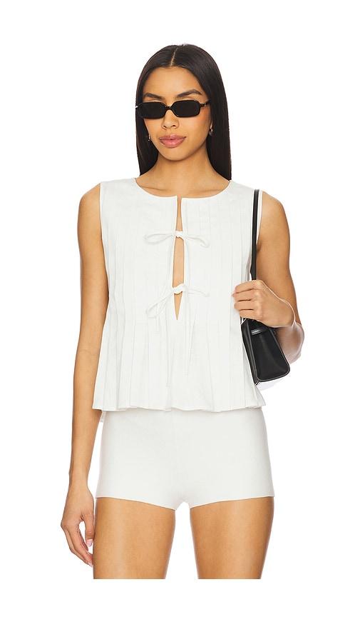 elodie the label kali linen top in ivory.
