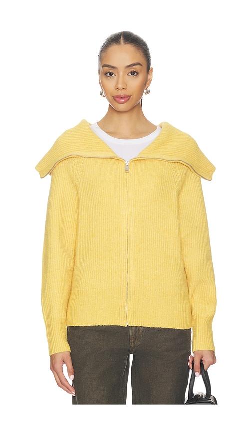 elodie the label leigh zipup sweater in mustard.