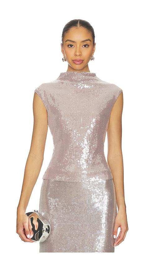 elodie the label sabrina sequin top in lavender.