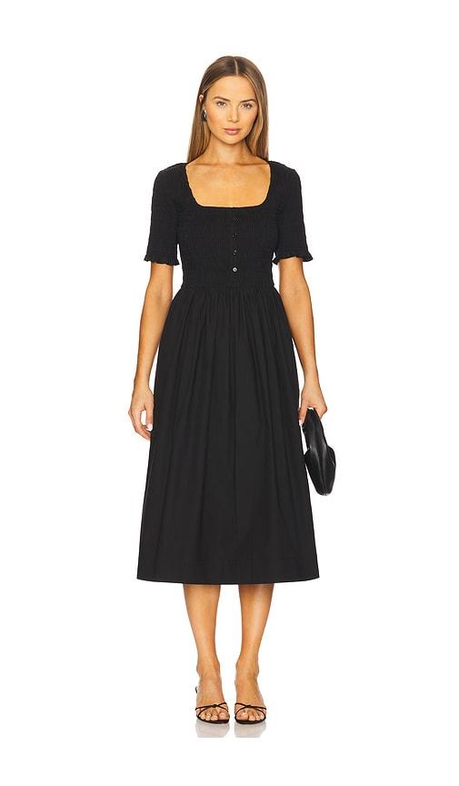 elodie the label zoe smocked dress in black.