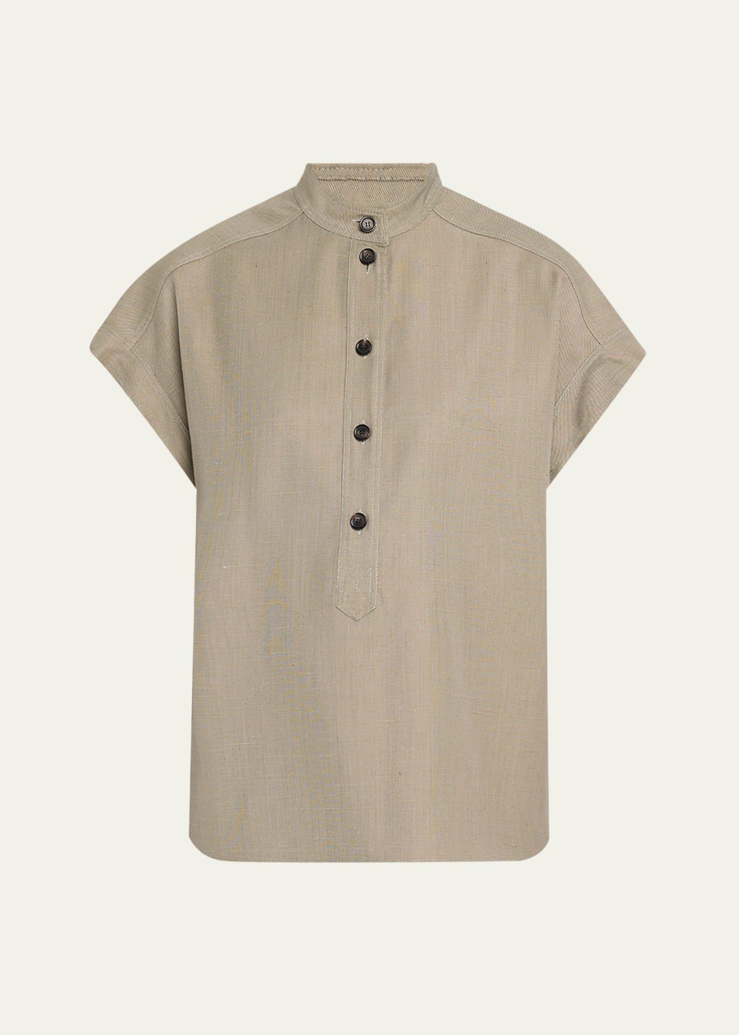 elody cap-sleeve silk-wool shirt