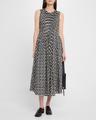 eloise geo-print pleated sleeveless midi dress