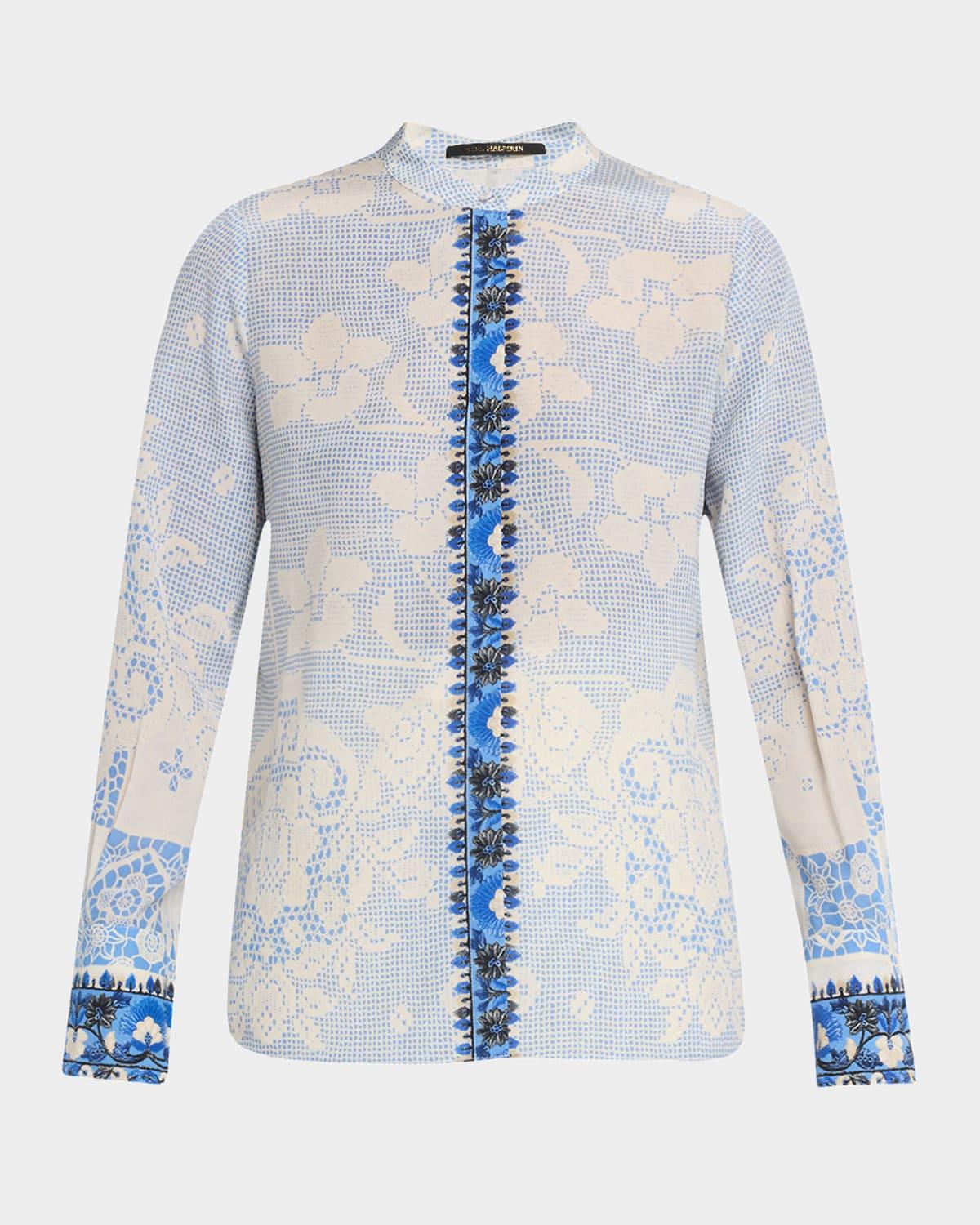 eloise lace-print silk blouse
