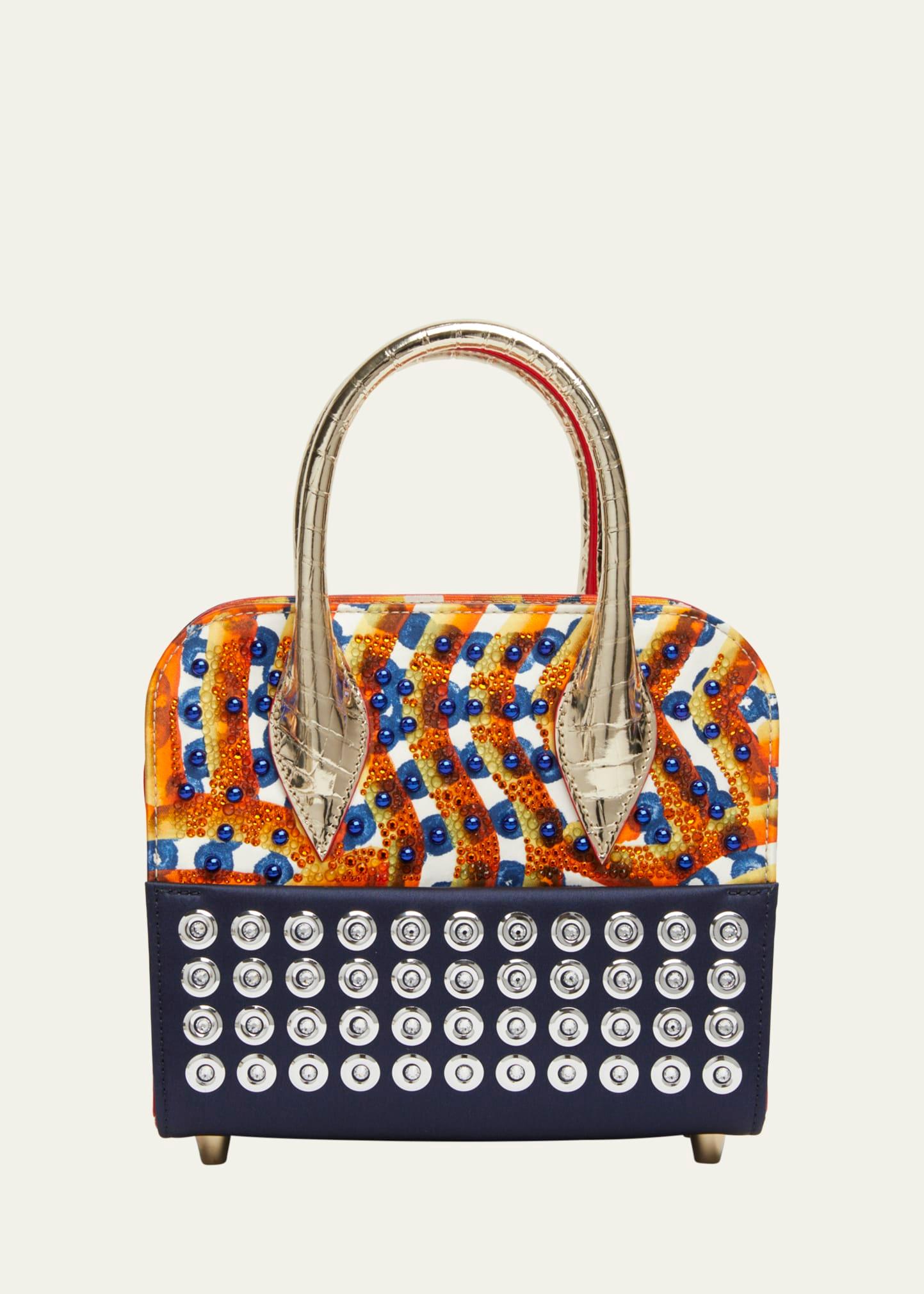 eloise mini top-handle bag in gaagal embellished satin and leather