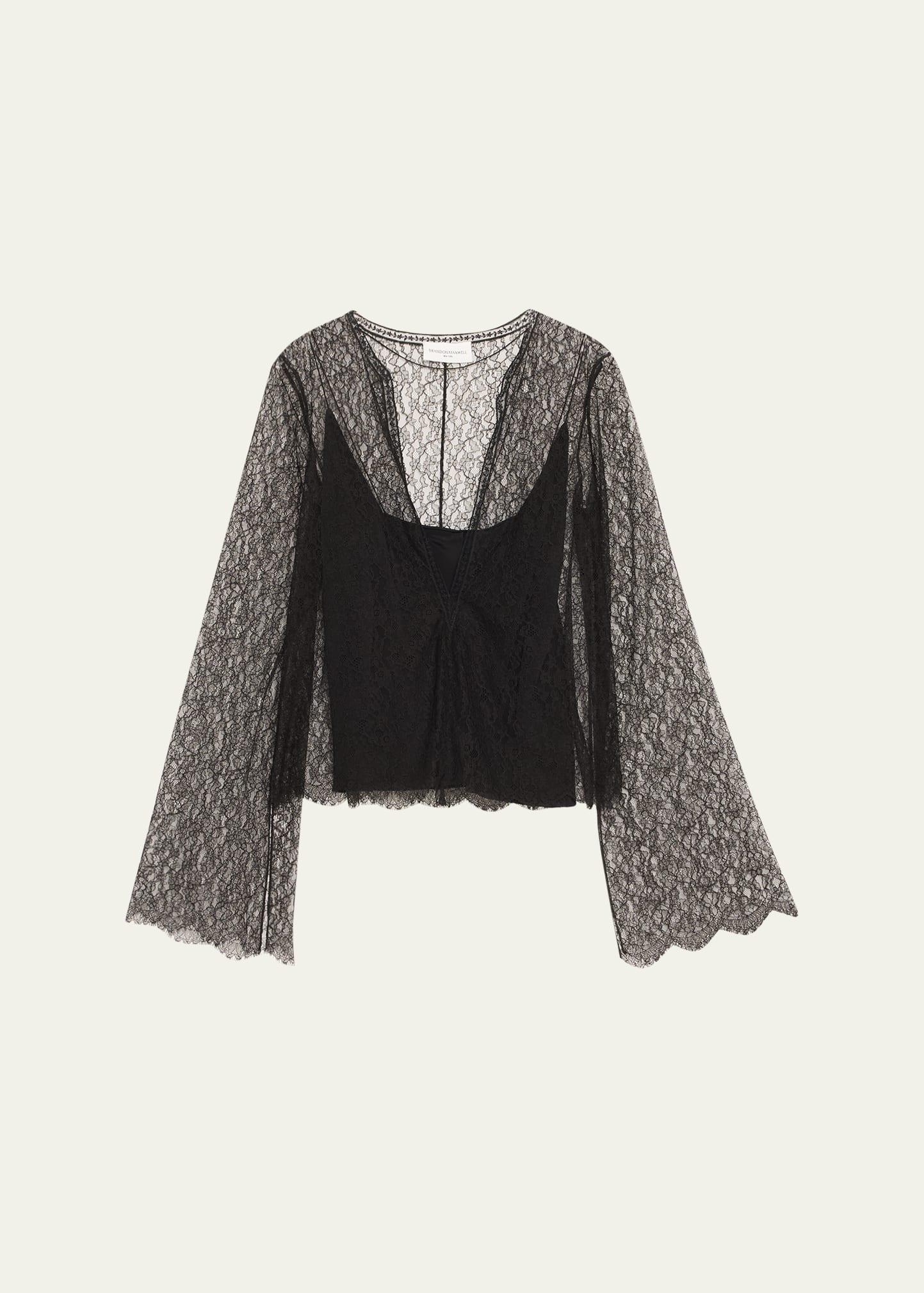 eloise plunging lace long-sleeve top