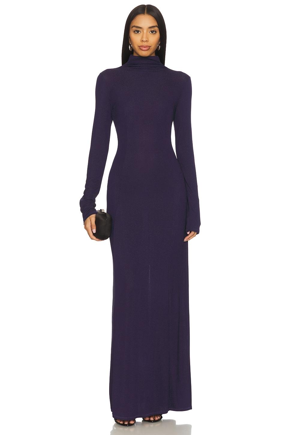 elsa lurex turtleneck maxi dress