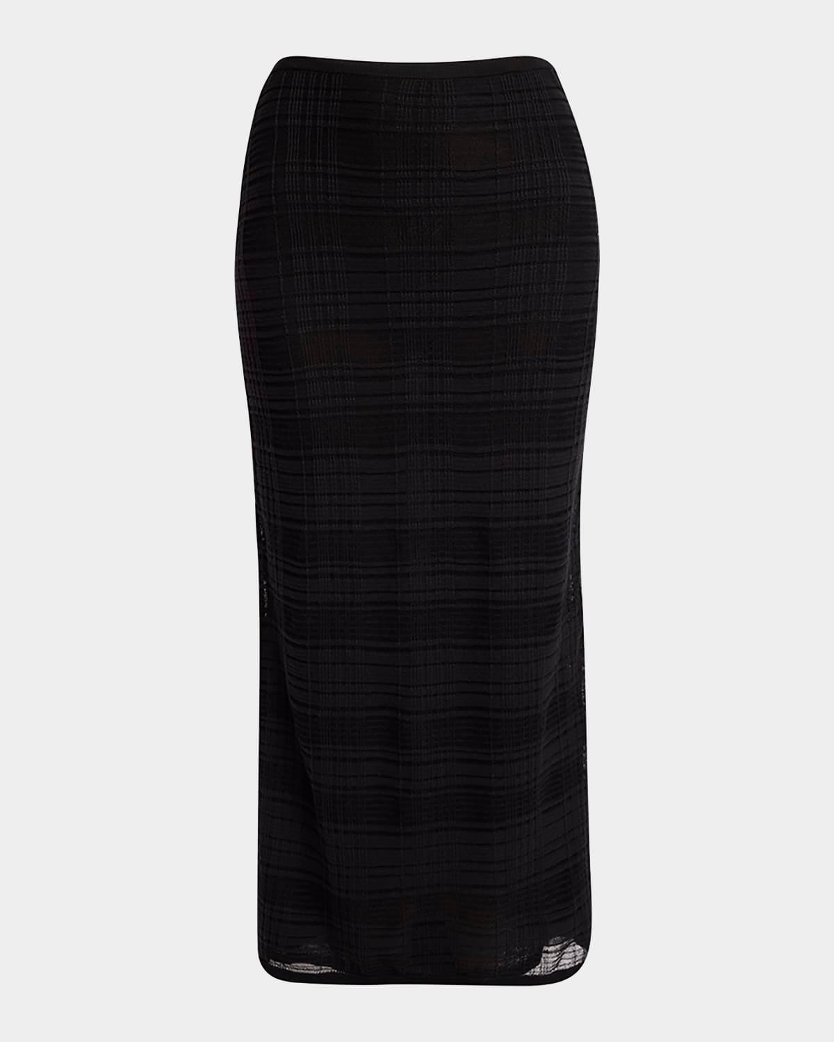 elsa plaid knit midi skirt