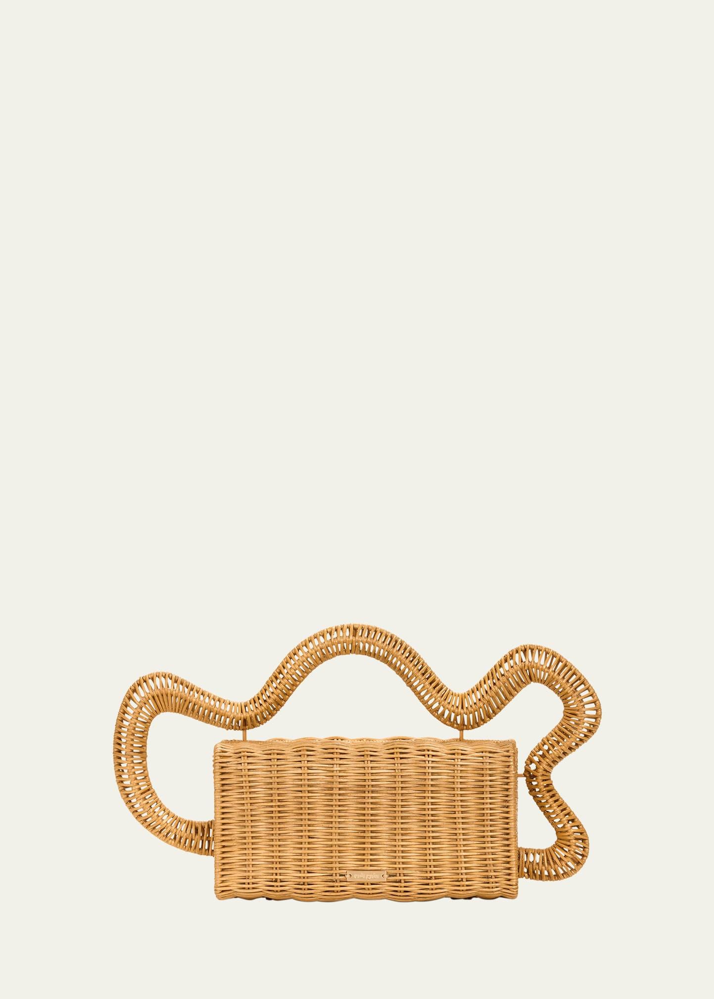 elsa wavy rattan clutch bag