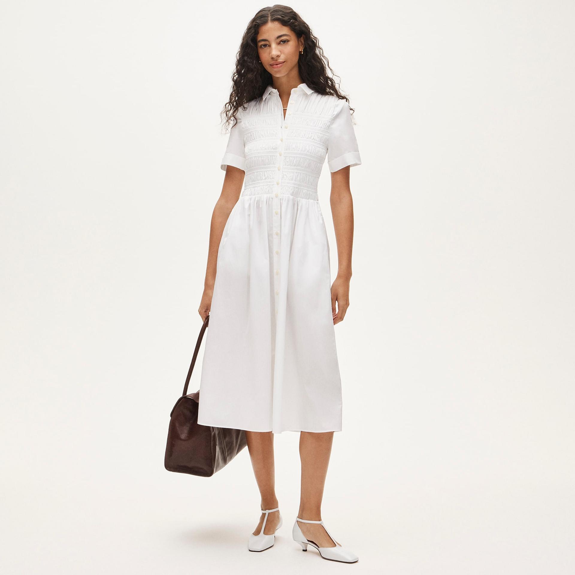 elsie shirt-dress in striped cotton poplin