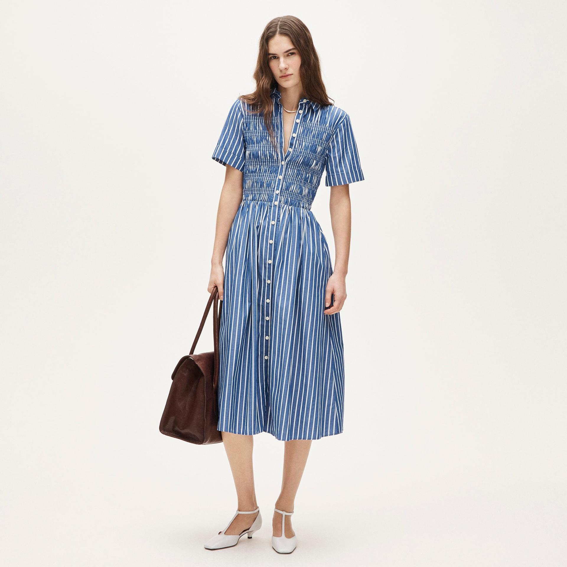 elsie shirt-dress in striped cotton poplin