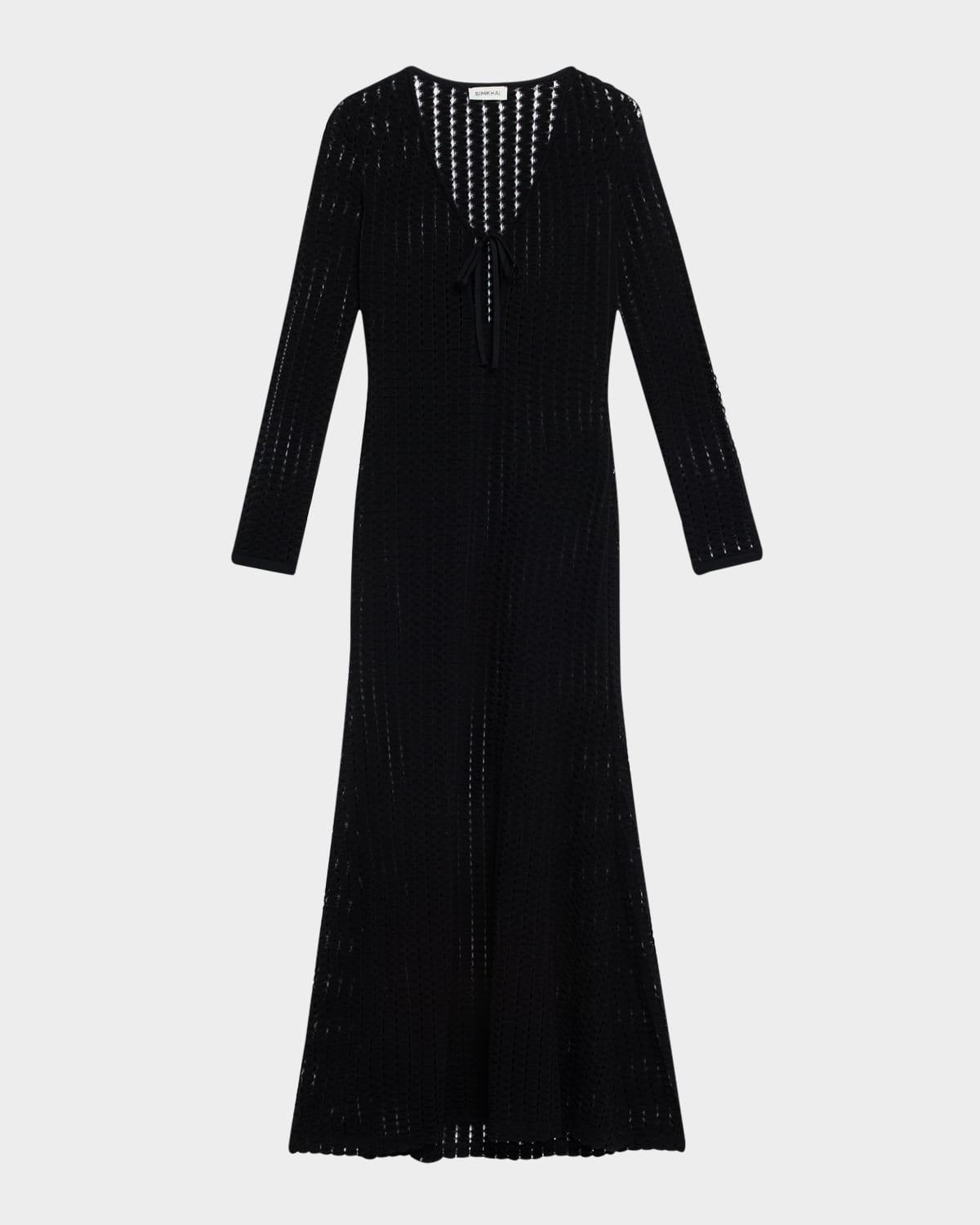 elton open-knit keyhole maxi dress