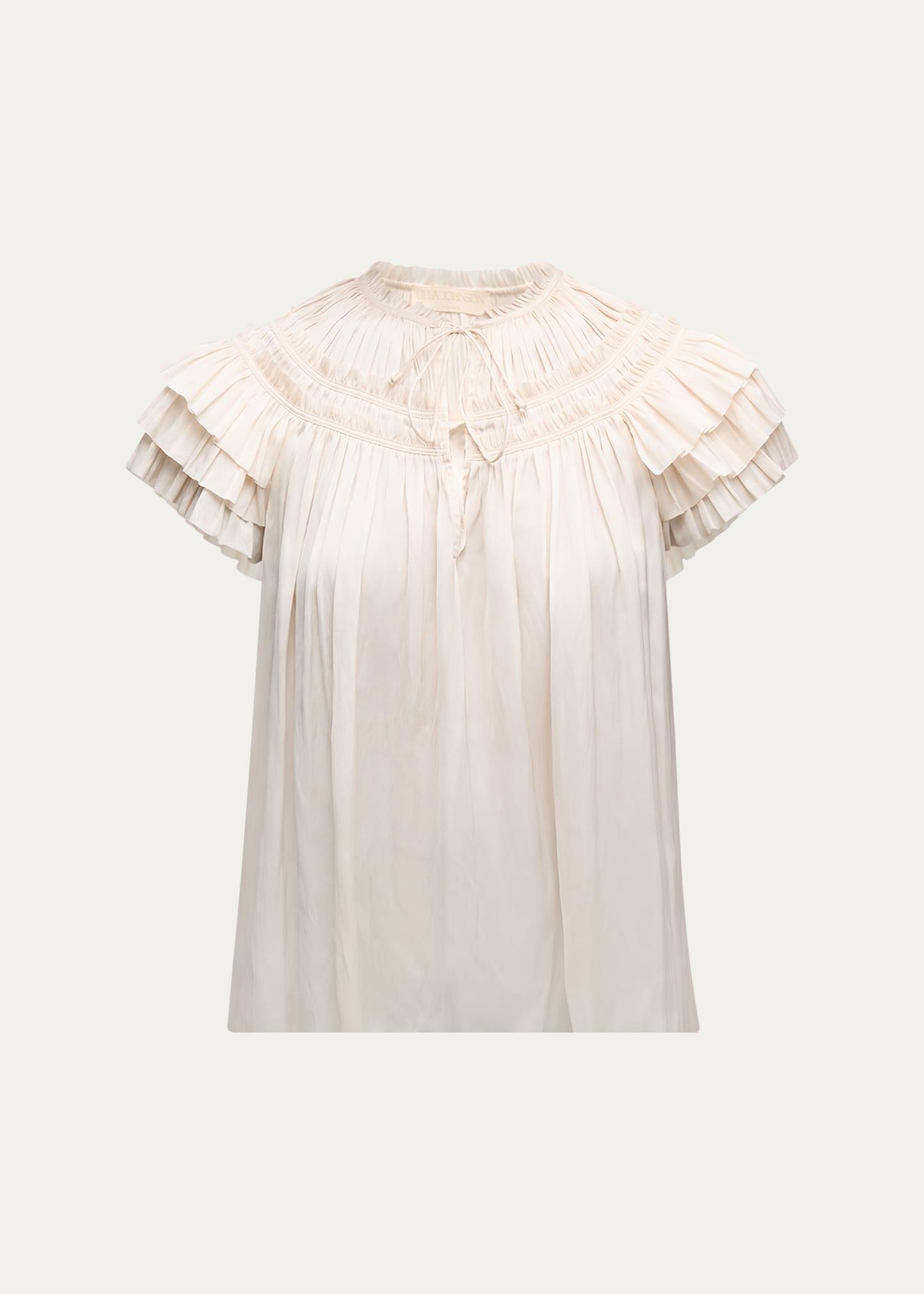 elvie ruched ruffle top