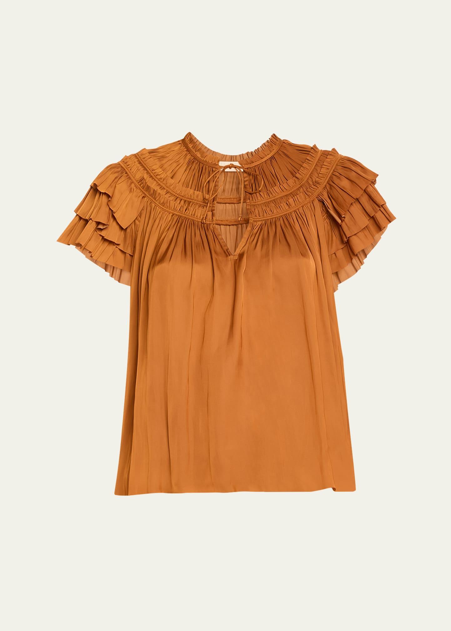 elvie ruched ruffle top