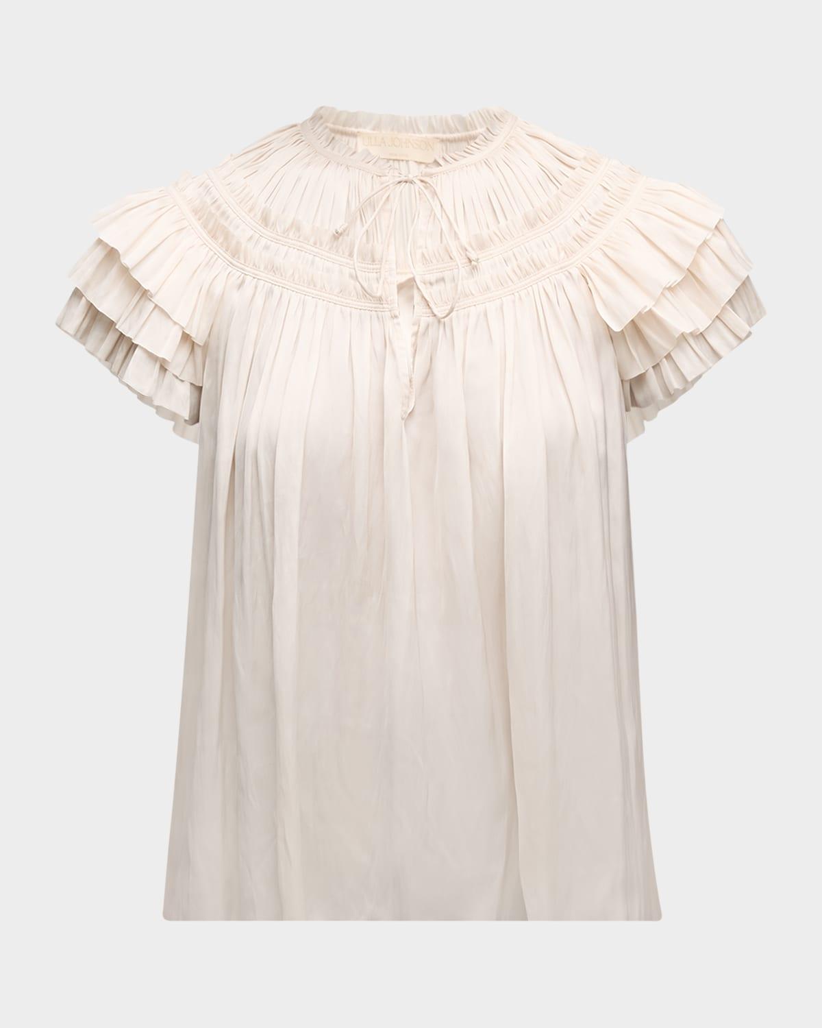 elvie ruched ruffle top