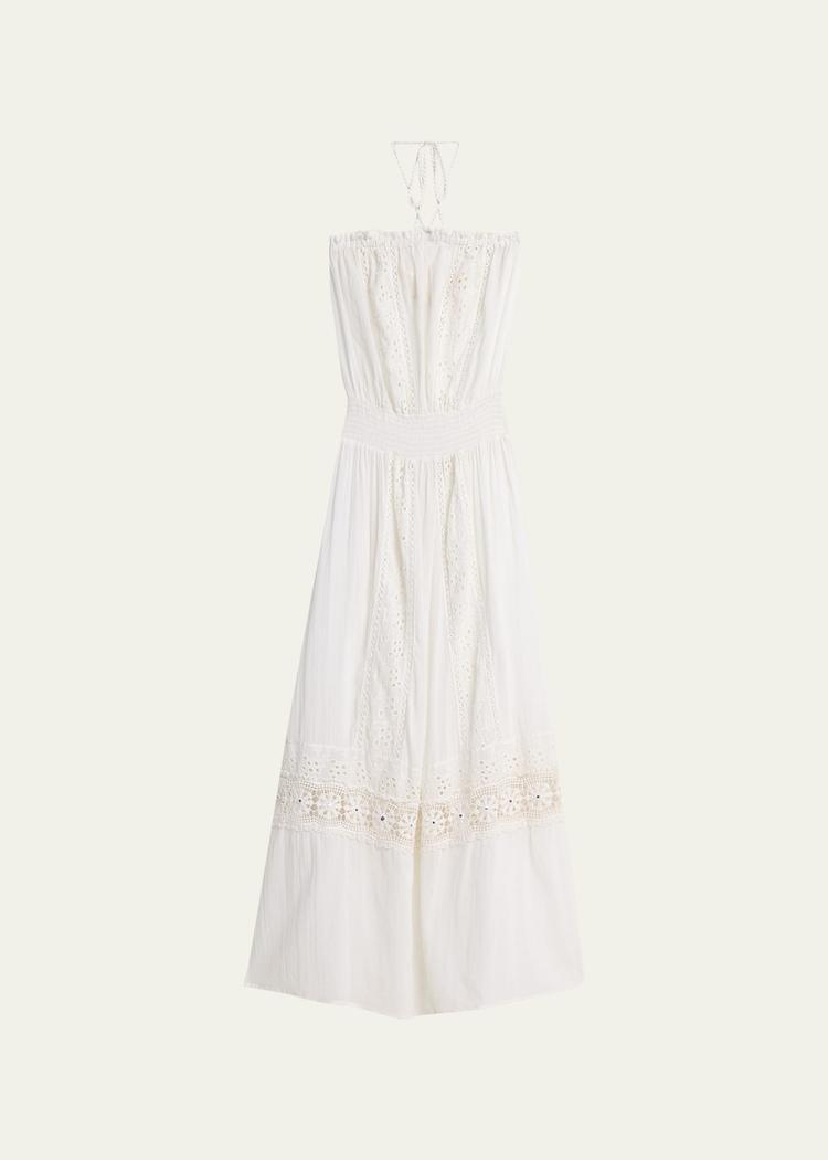 elyse crochet halter maxi dress