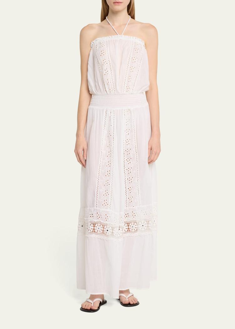 elyse crochet halter maxi dress