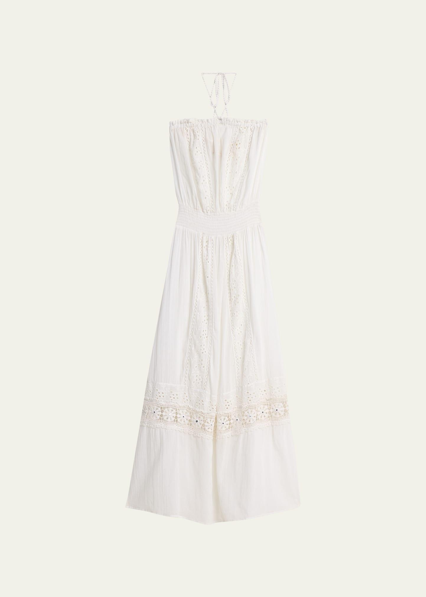 elyse crochet halter maxi dress
