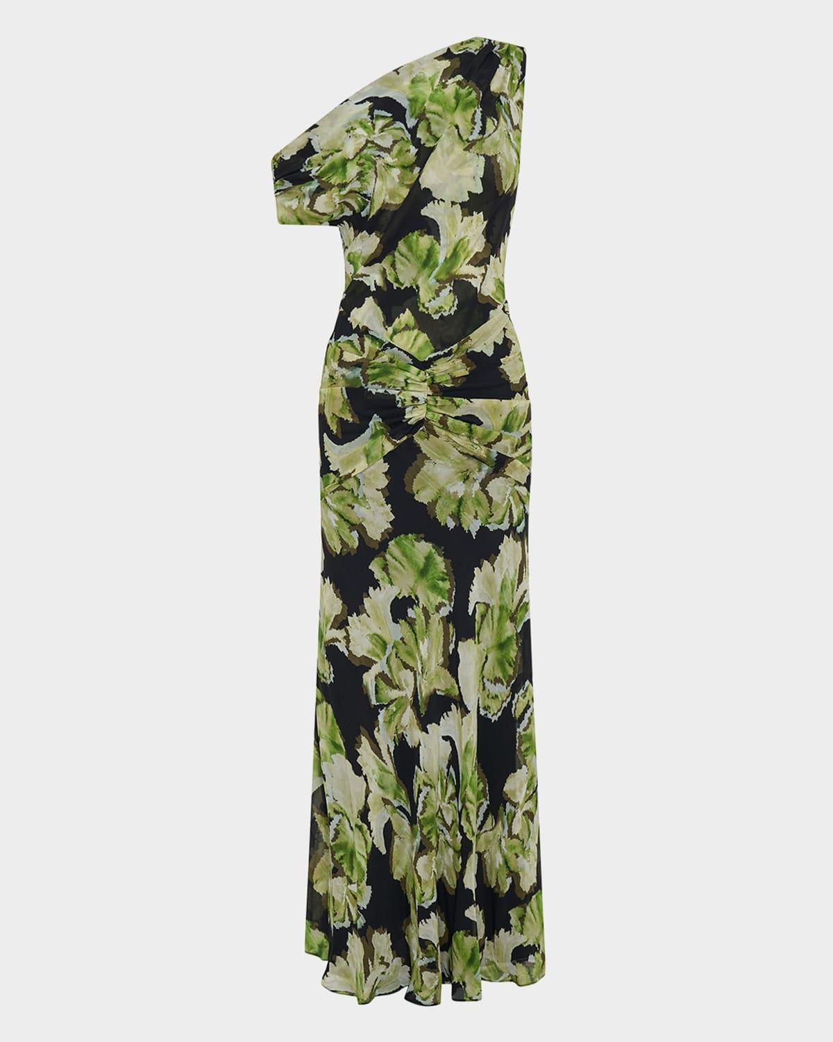 elza gathered one-shoulder maxi dress