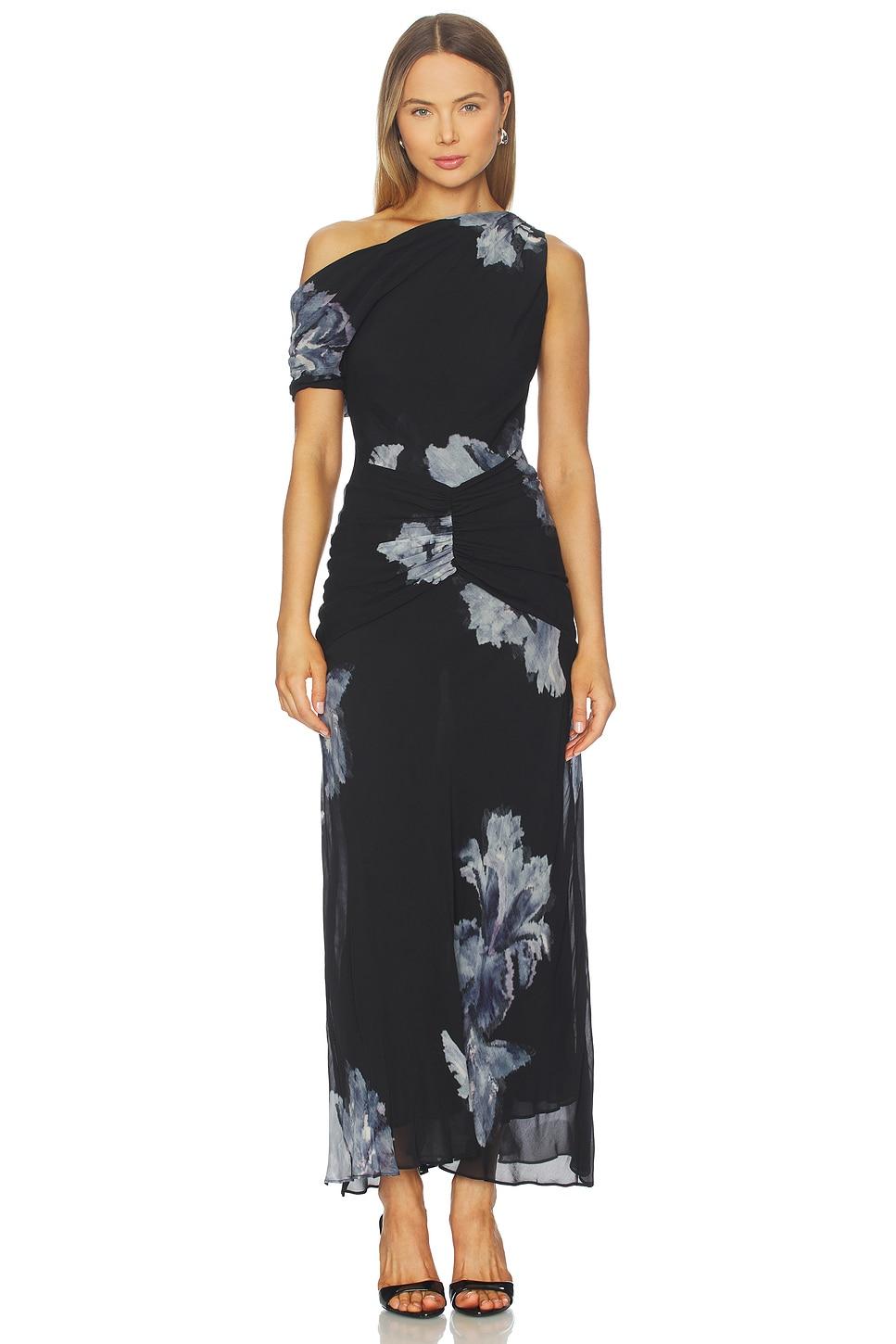 elza off shoulder panelled midi dress