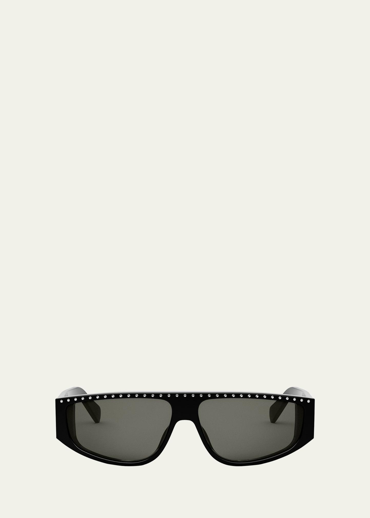embellished acetate rectangle sunglasses
