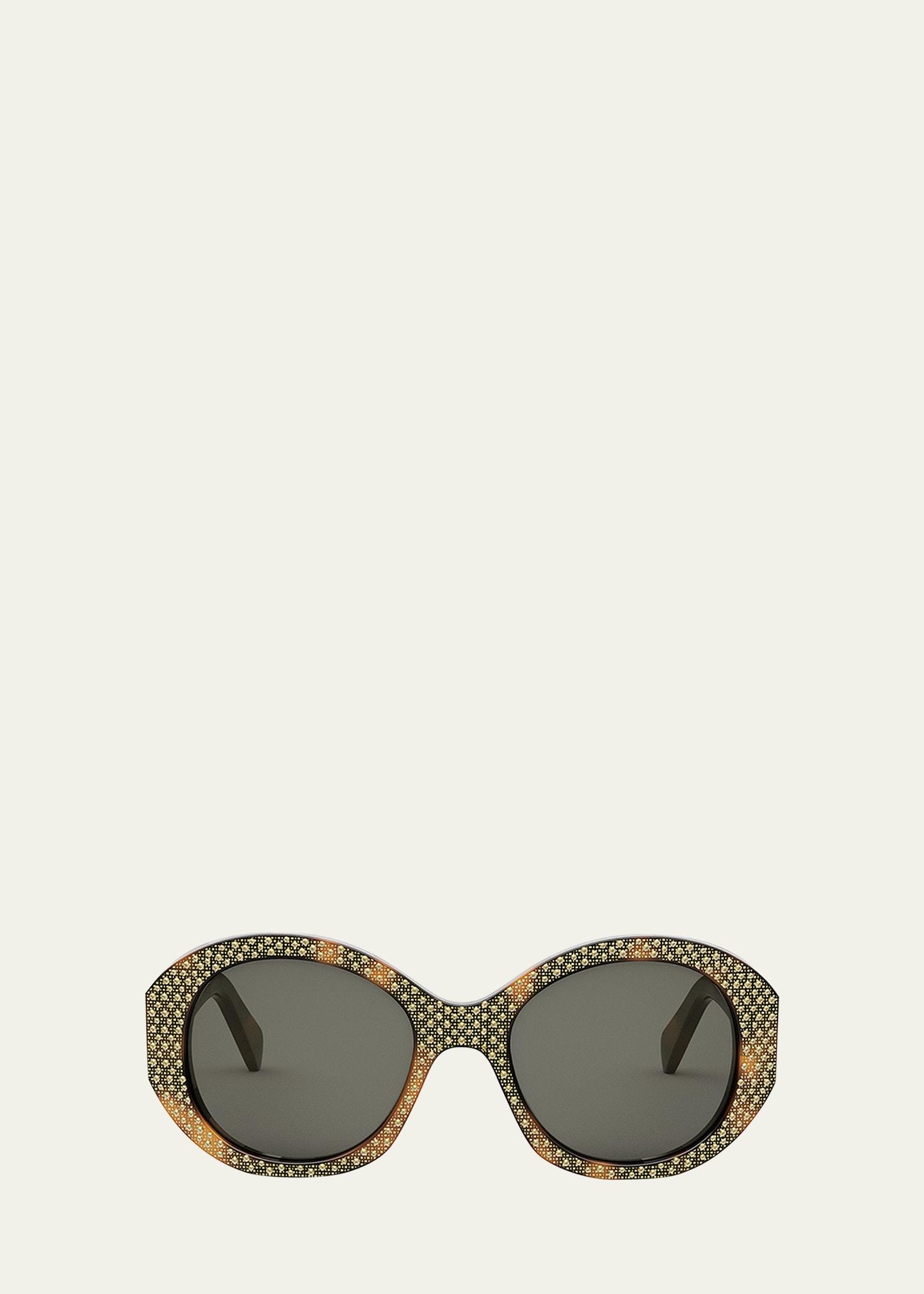 embellished brown acetate round sunglasses