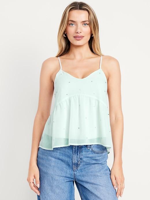 embellished cami peplum top