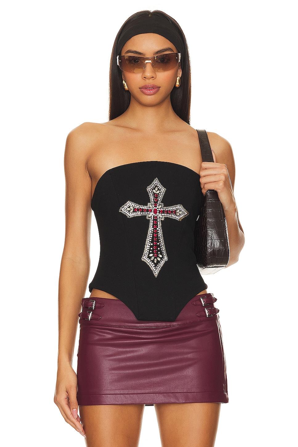 embellished cross corset top