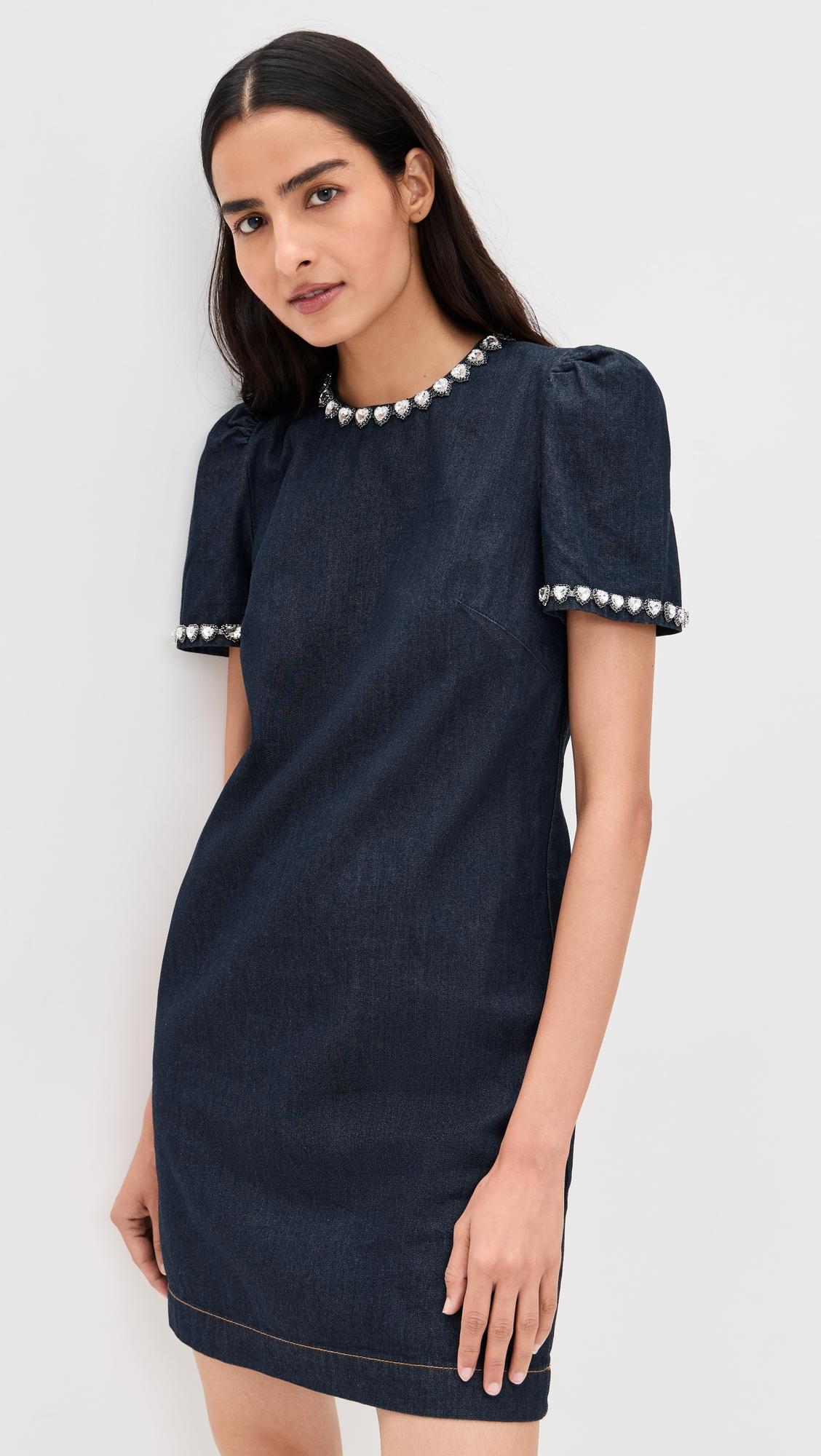 embellished denim dress