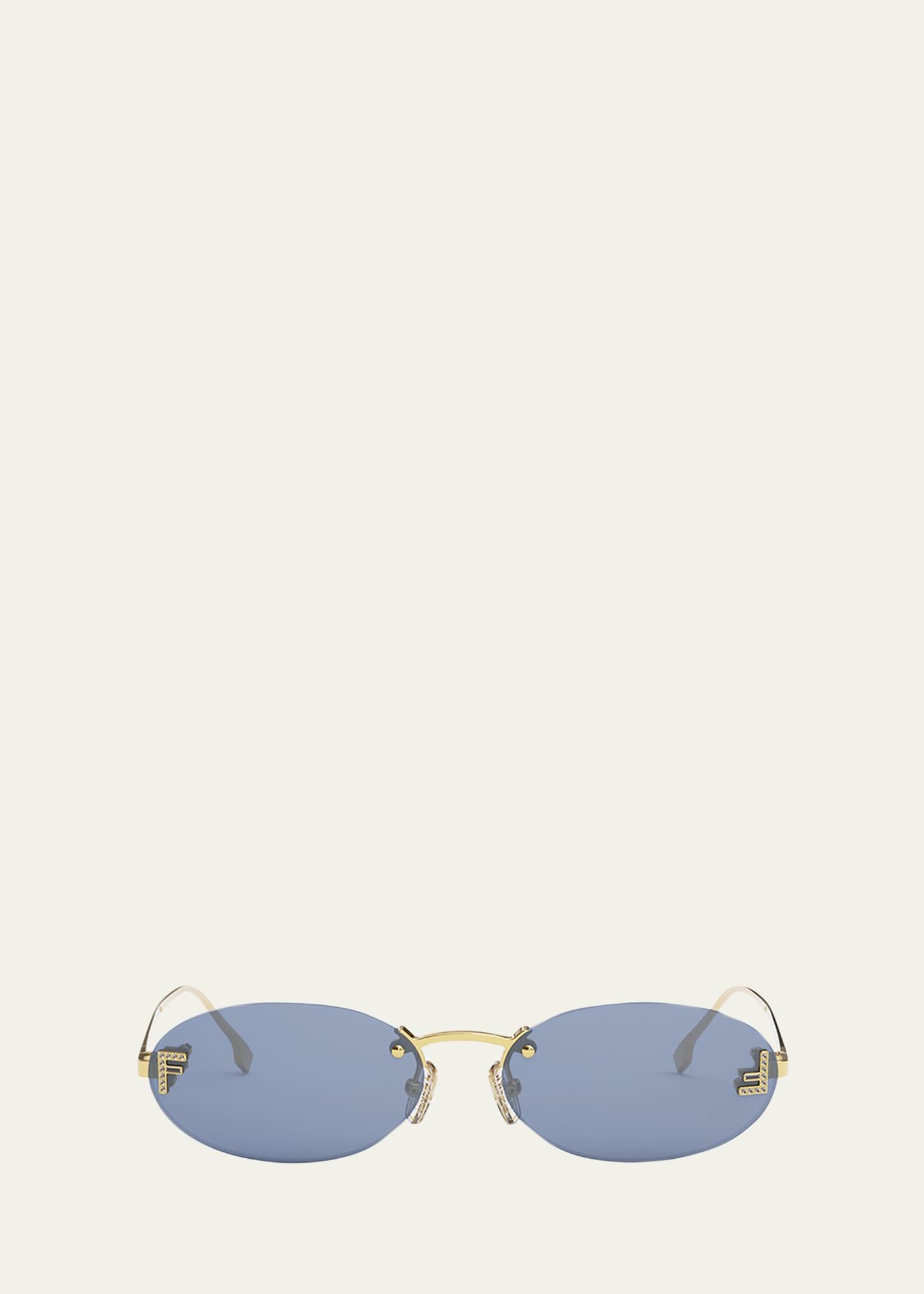 embellished ff oval metal sunglasses