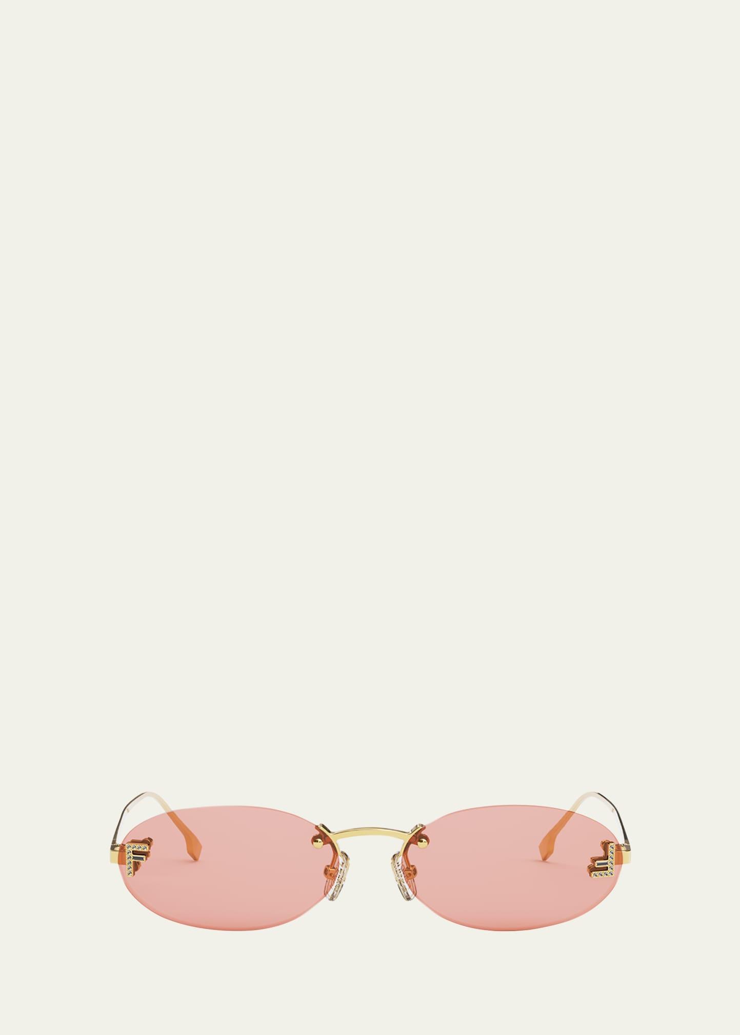 embellished ff oval metal sunglasses