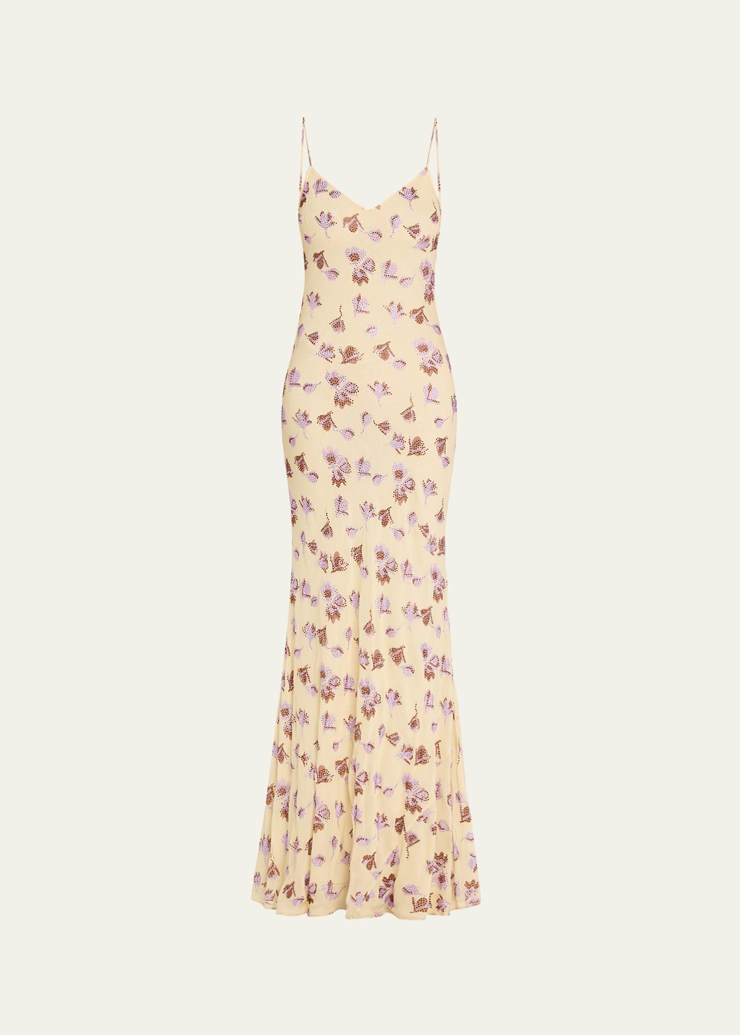 embellished floral maxi dress