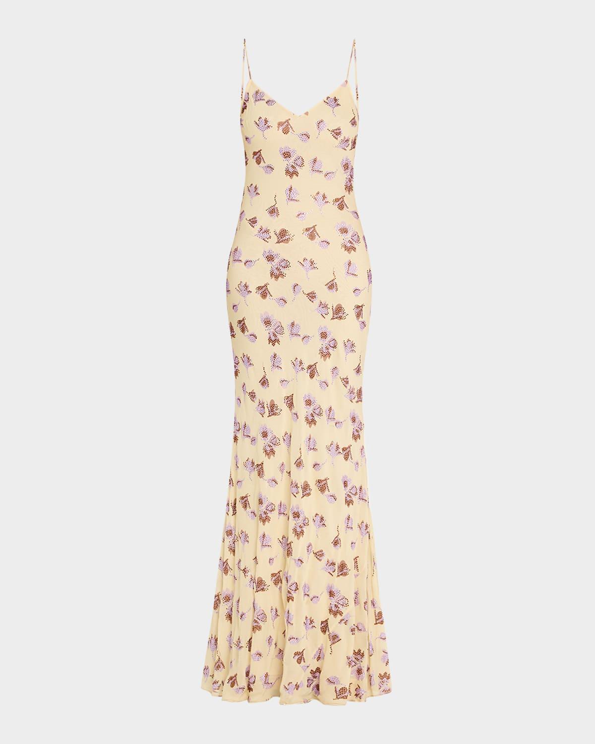 embellished floral maxi dress