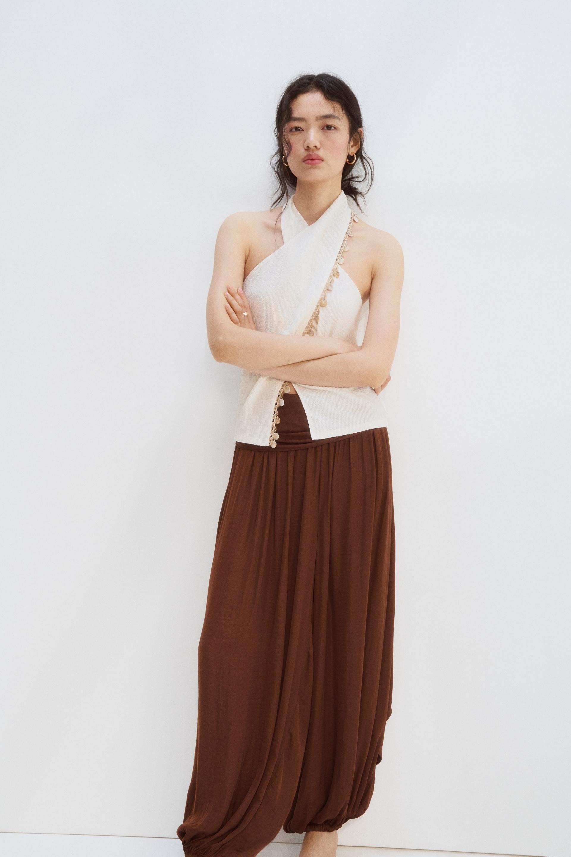 embellished halterneck top