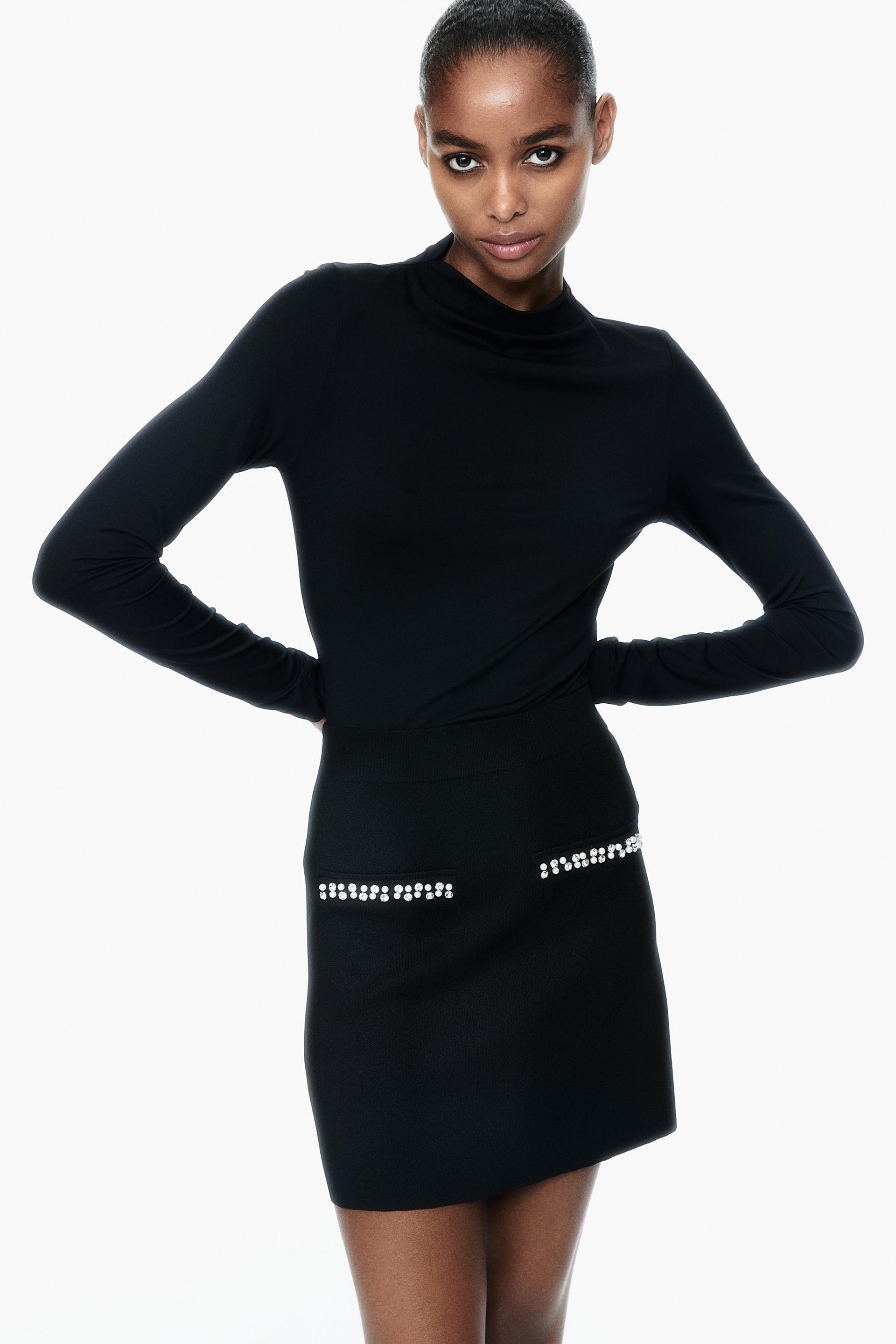 embellished knit skirt