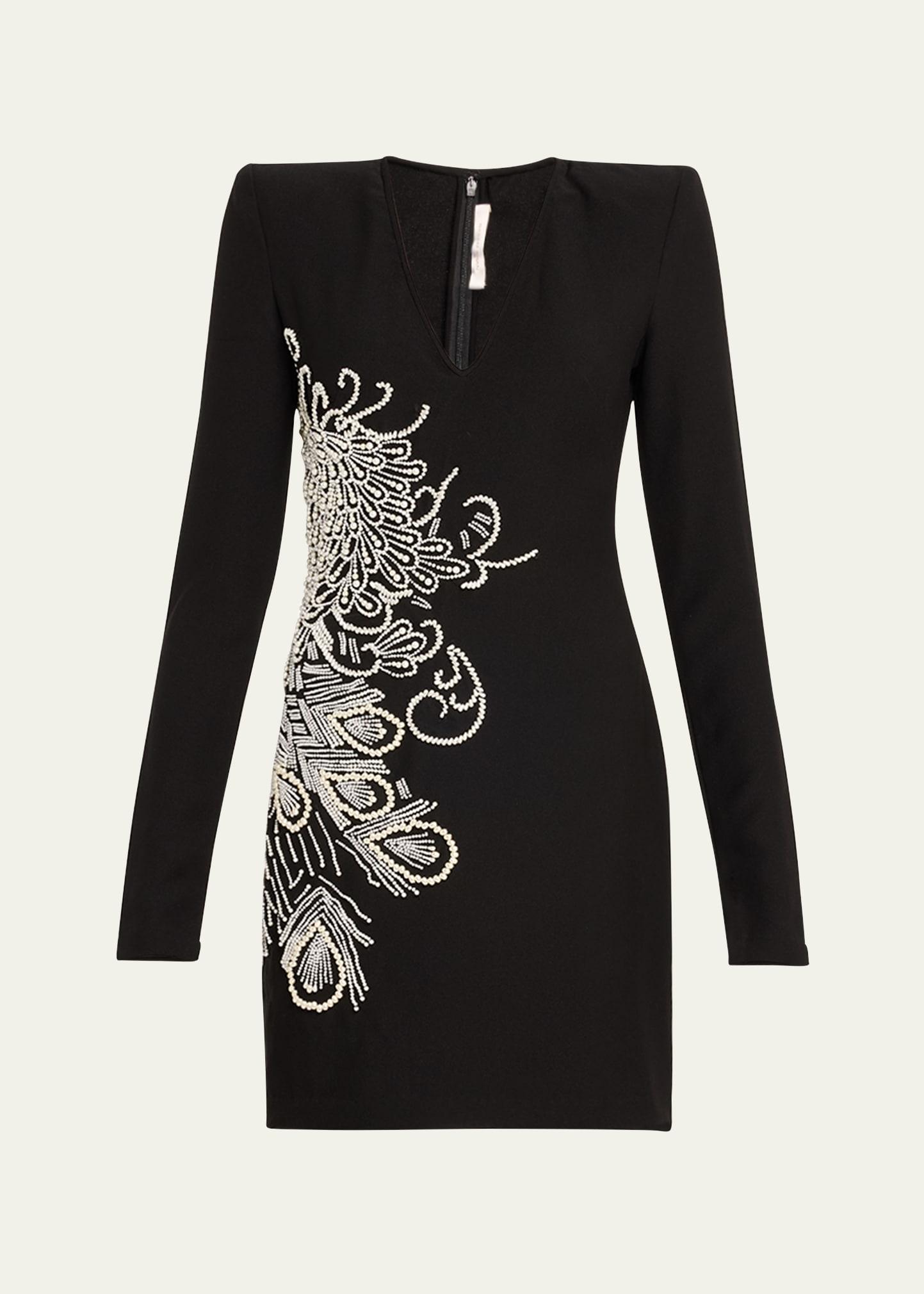 embellished mini dress with shoulder pads