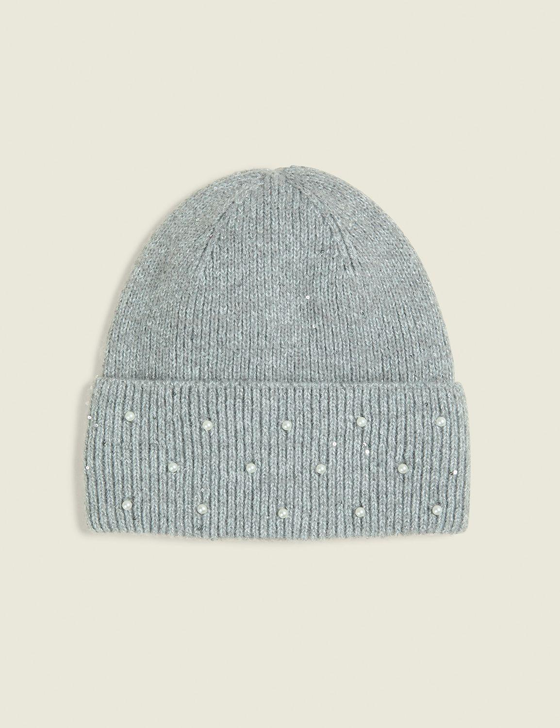 embellished pearlized lurex knit hat