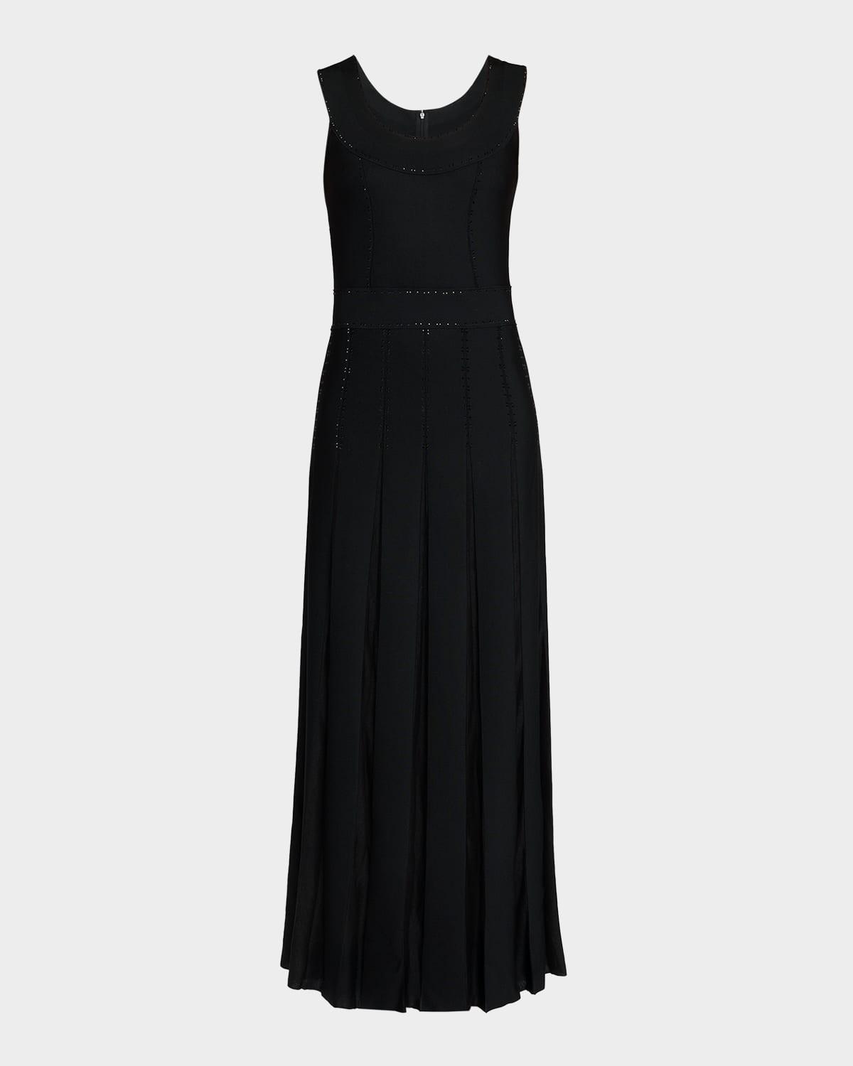 embellished pique knit flare gown